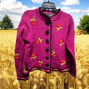 Lisa Nichols size M 100% cotton button down vintage sweater cardigan vintage